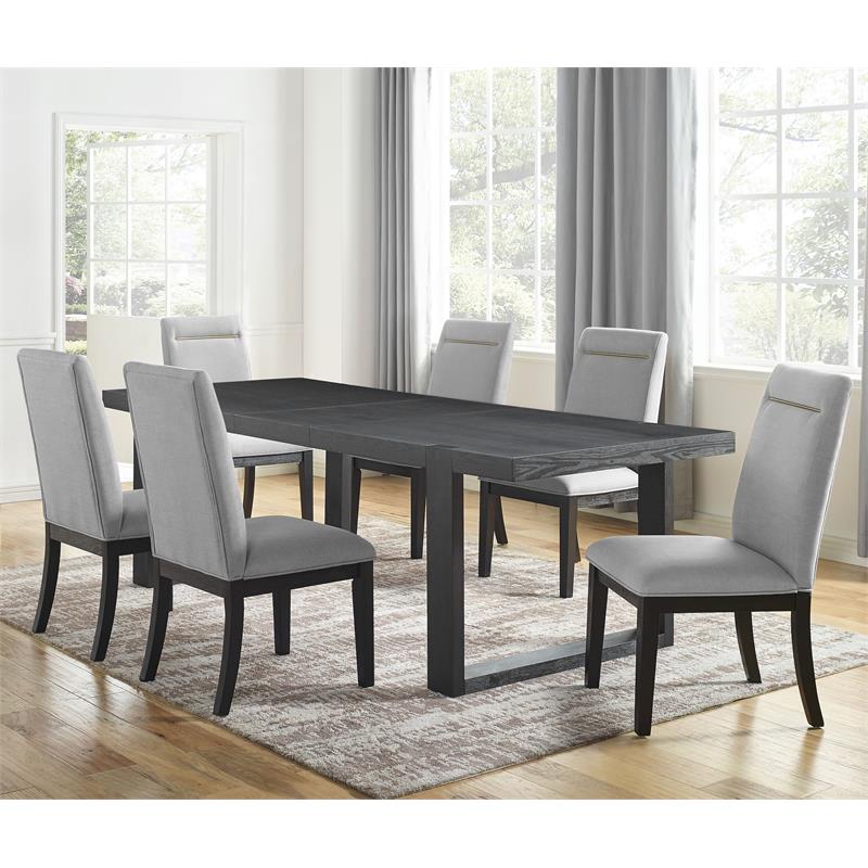 Steve Silver Yves Rubbed Charcoal 7 Piece Dining Set With Gray Side Chairs Ys500tsg7pc - Steve Silver Dining Table Set Steve Silver Yves Rubbed Charcoal 7 Piece Dining Set With Gray Side Chairs Ys500tsg7pc - Steve Silver Dining Table Set
