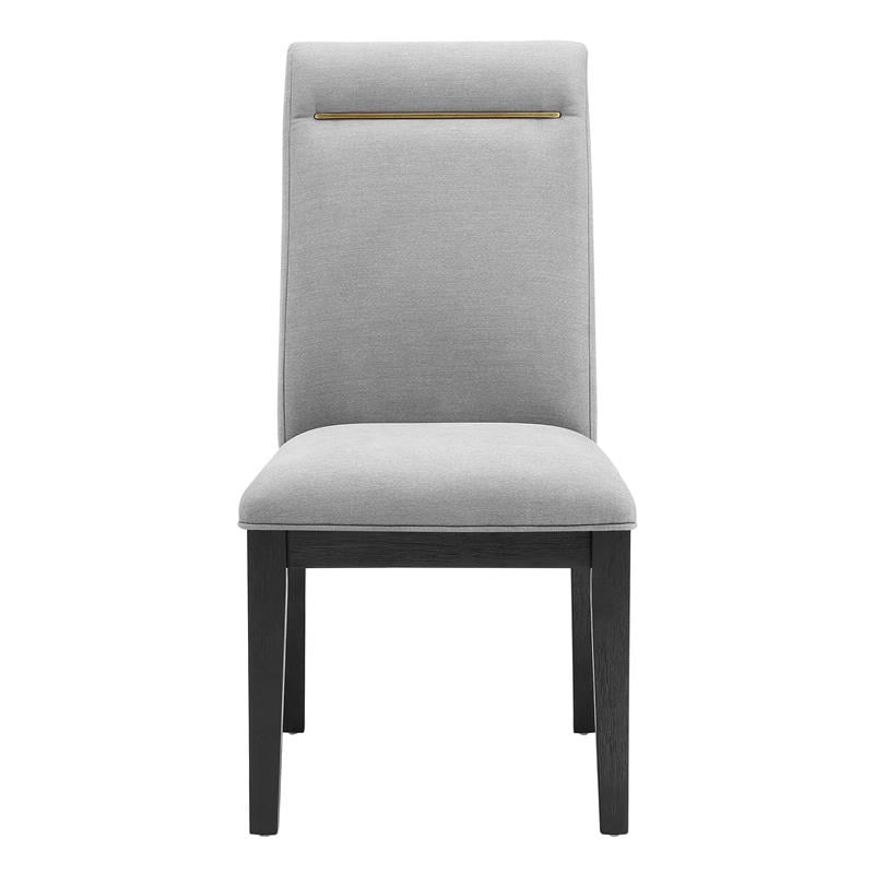 Steve Silver Yves Rubbed Charcoal 8-Piece Dining Set with Gray Side Chairs