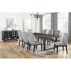 Steve Silver Yves Rubbed Charcoal 10-Piece Dining Set with Gray Side Chairs