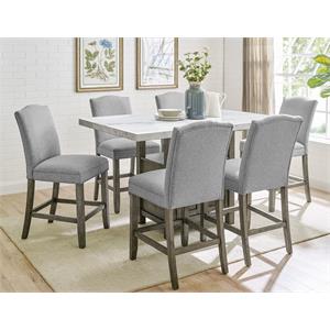 Steve Silver Grayson White Marble and Driftwood 7-Piece Counter Height Set