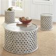 Samir Aged Alabaster White Round Wood Cocktail Table
