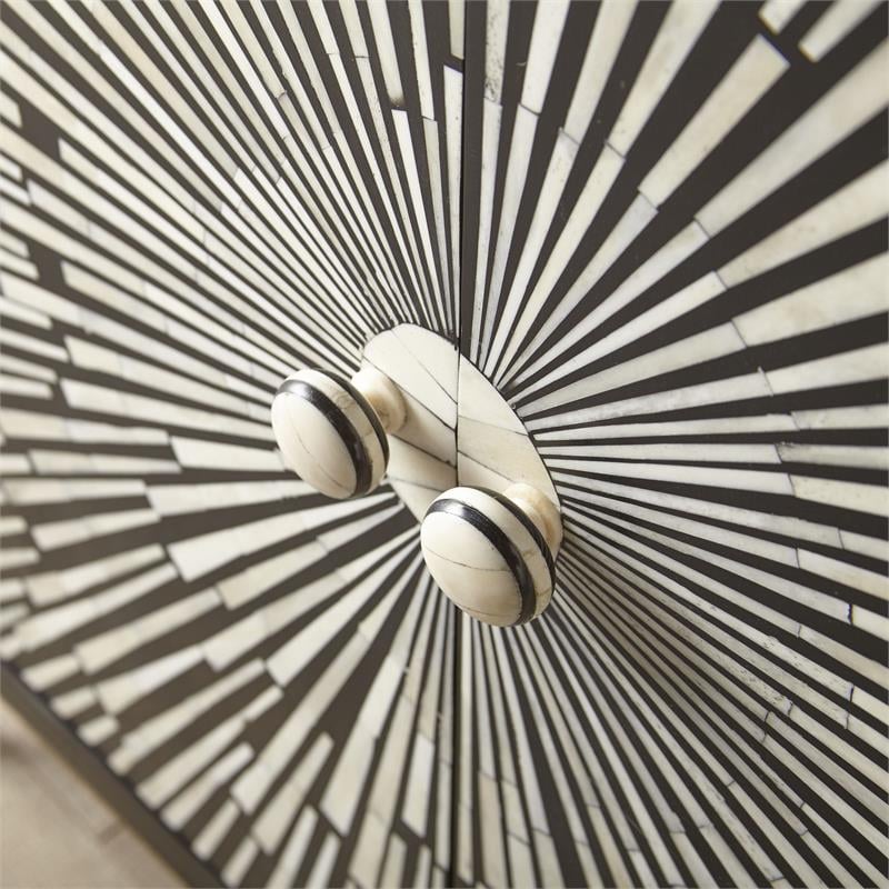 Steve Silver Amika Black and Ivory 2-Door Sunburst Wood Accent Cabinet