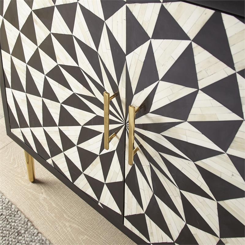 Steve Silver Benzara Black and Ivory 2-Door Wood Accent Cabinet