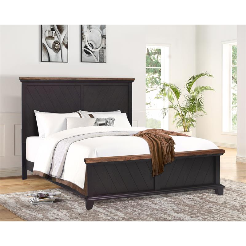 Bear Creek Chocolate and Honey Brown Wood King Panel Bed