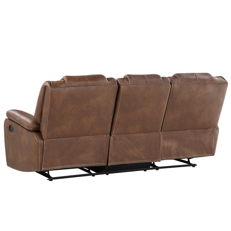 Steve Silver Katrine Brown Faux Leather Manual Reclining Sofa Cymax