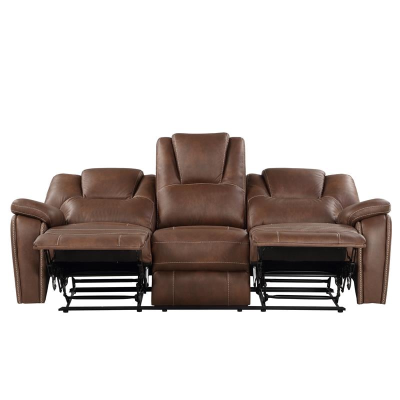 Steve Silver Katrine Brown Faux Leather Reclining 3-Piece Living Room Set