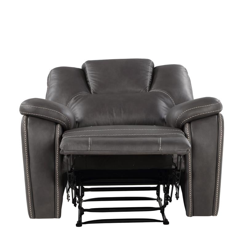 Steve Silver Katrine Charcoal Gray Faux Leather Manual Recliner