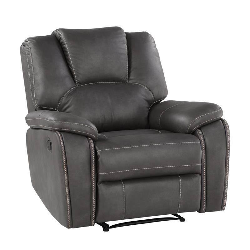 Steve Silver Katrine Charcoal Gray Faux Leather Manual Recliner