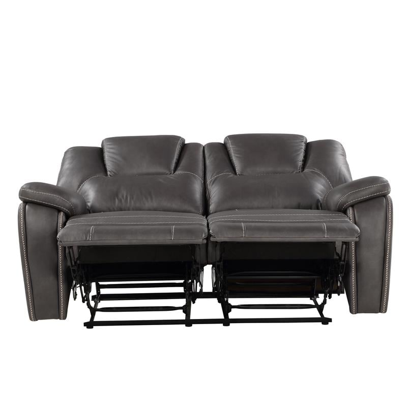 Steve Silver Katrine Charcoal Faux Leather Manual Reclining Loveseat