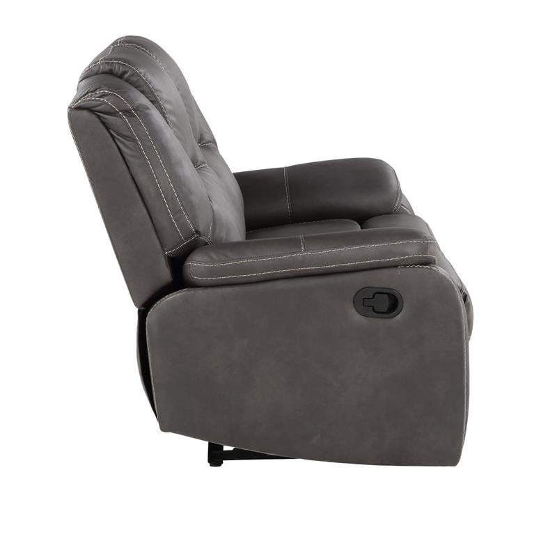 Steve Silver Katrine Charcoal Faux Leather Manual Reclining Loveseat