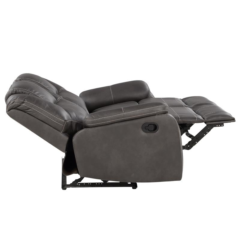 Steve Silver Katrine Charcoal Faux Leather Manual Reclining Loveseat