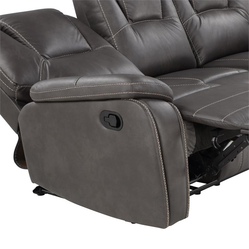Steve Silver Katrine Charcoal Faux Leather Manual Reclining Loveseat