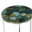 Steve Silver Foster Round Spa Green Agate Top and Nickel Base Chairside Table