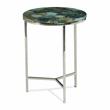 Steve Silver Foster Round Spa Green Agate Top and Nickel Base Chairside Table