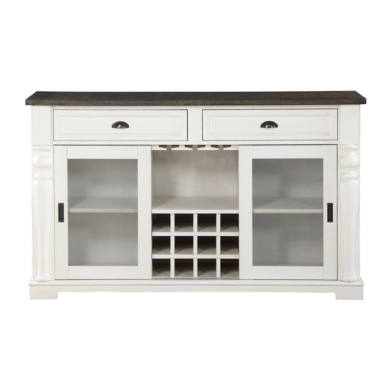 Joanna Ivory and Dark Oak Wood Farmhouse Style Server with Storage