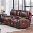 Steve Silver Keily Brown Faux Leather Manual Glider Recliner Loveseat