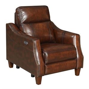steve silver akari english chestnut brown leather power reclining chair