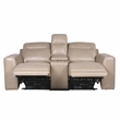 Doncella Beige Sand Leather Power Reclining Console Loveseat