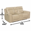 Doncella Beige Sand Leather Power Reclining Console Loveseat