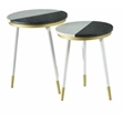 Taj Black and White Marble Top 2-Pack Round Side Table Set