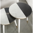 Taj Black and White Marble Top 2-Pack Round Side Table Set