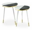 Taj Black and White Marble Top 2-Pack Round Side Table Set