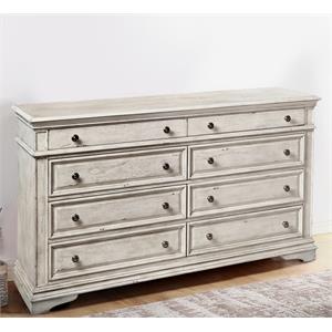 steve silver highland park wood 8 drawer dresser in rustic ivory