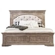 Highland Park Driftwood Gray Wood Upholstered Panel King Bed