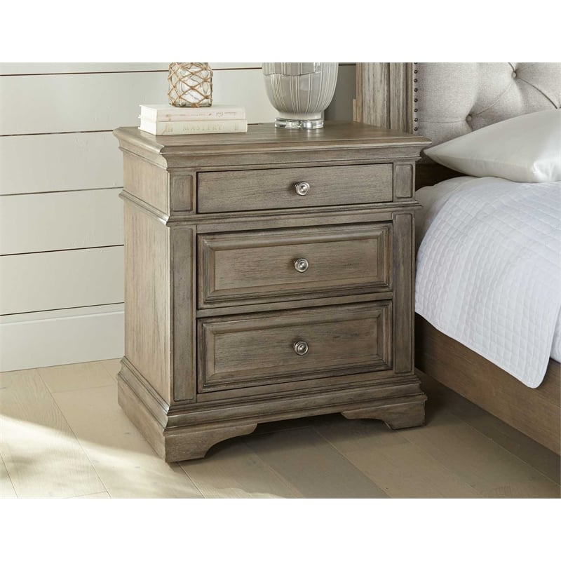 Highland Park Driftwood Gray Wood 3-drawer Nightstand