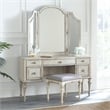Highland Park Rustic Ivory Wood Vanity Bench