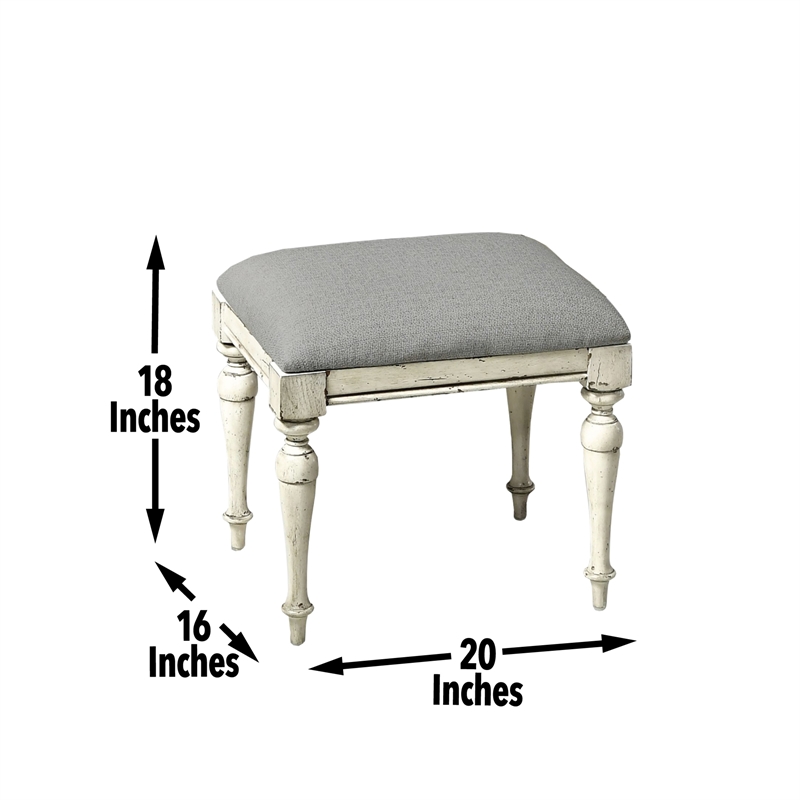 Highland Park Rustic Ivory Wood Vanity Bench