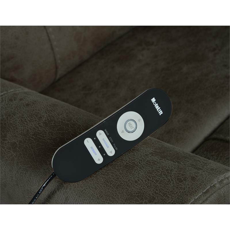 Ottawa Walnut Brown Faux Leather Power Lift Chair with Heat and Massage