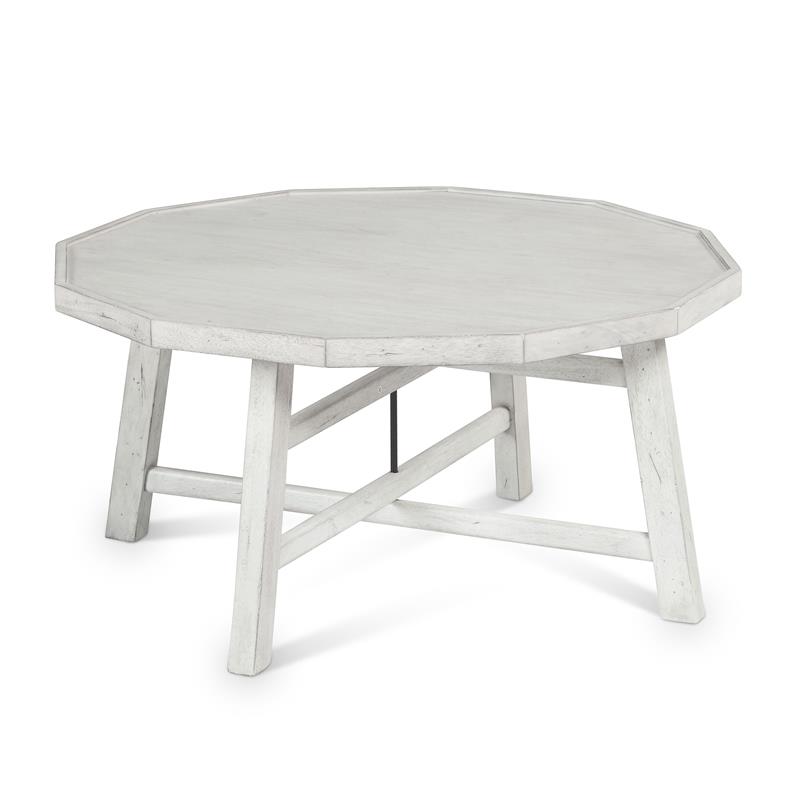 Steve Silver Paisley Distressed Alabaster White Wood Cocktail Table
