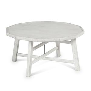 Steve Silver Paisley Distressed Alabaster White Wood Cocktail Table