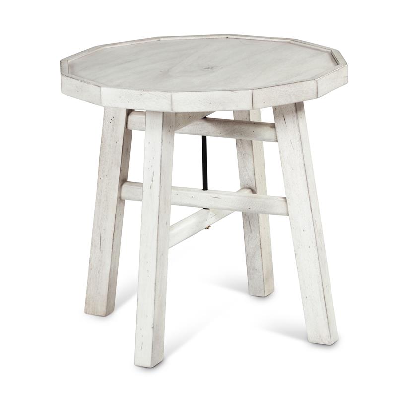 Steve Silver Paisley Distressed Alabaster White Wood End Table