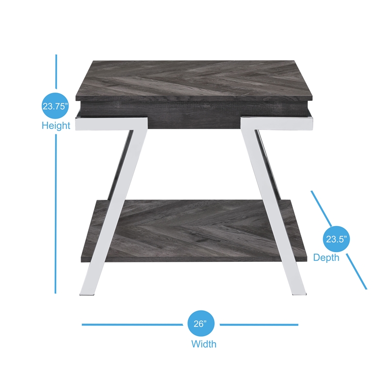 Steve Silver Roma Dark Gray Wood and Laminate End Table