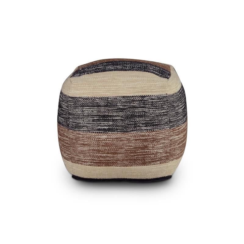 Steve Silver Jamal Square Handwoven Beige/ Brown/ Black Wool Pouf