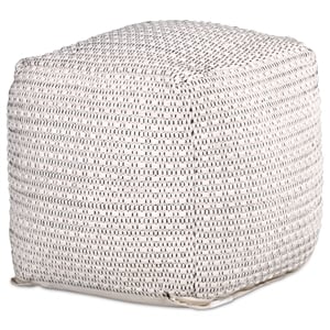 Steve Silver Hakim Square Handwoven Ivory Wool Pouf