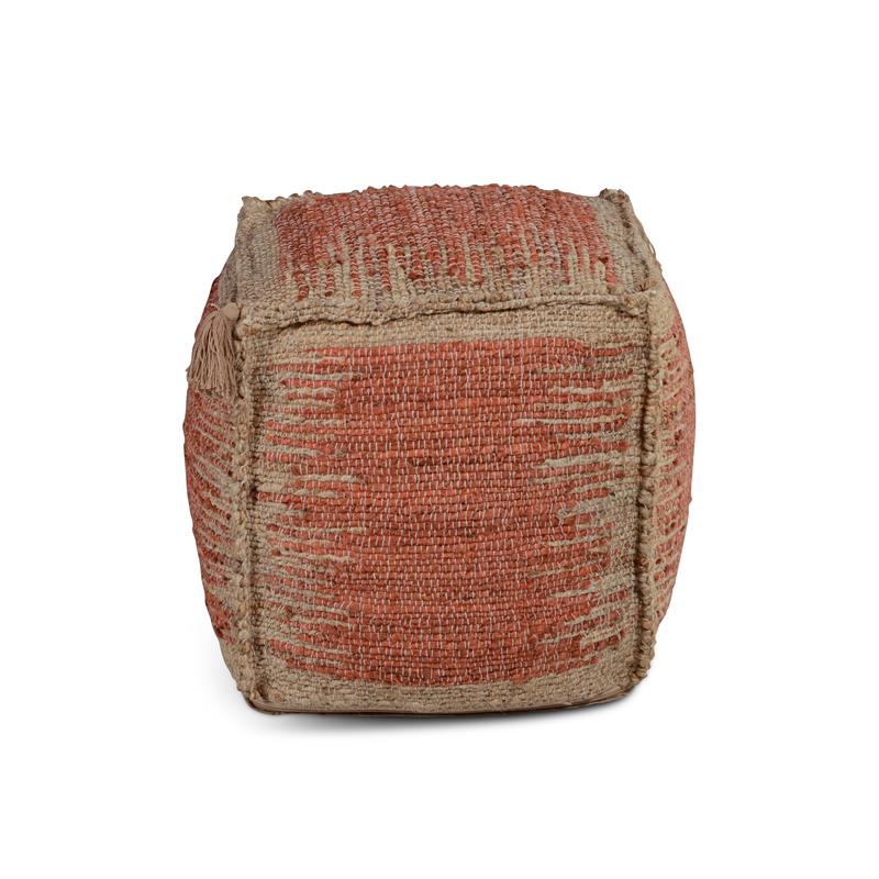 Steve Silver Jafar Square Handwoven Cinnamon/ Khaki Jute Pouf