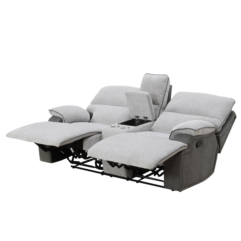 Steve Silver Cyprus Light Gray Fabric Recliner Console Loveseat