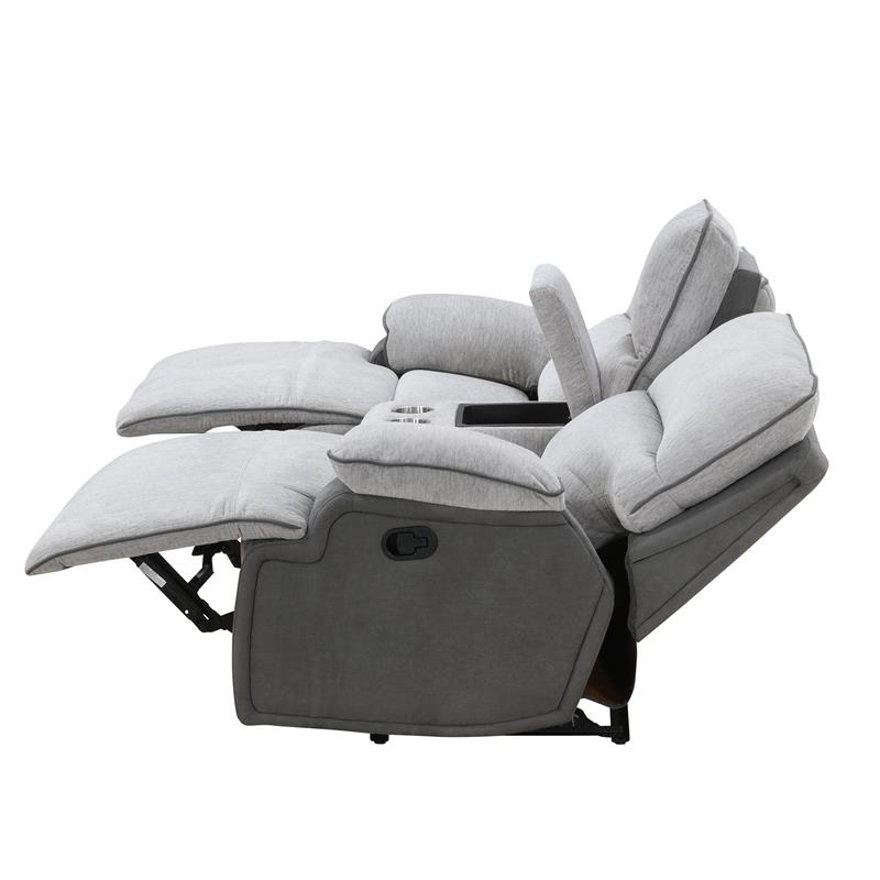 Steve Silver Cyprus Light Gray Fabric Recliner Console Loveseat