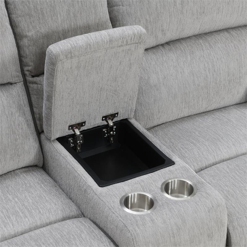Steve Silver Cyprus Light Gray Fabric Recliner Console Loveseat