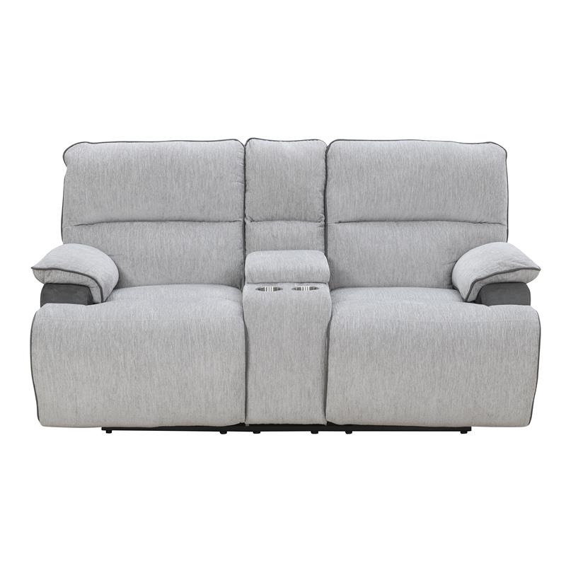 Steve Silver Cyprus Light Gray Fabric Recliner Console Loveseat