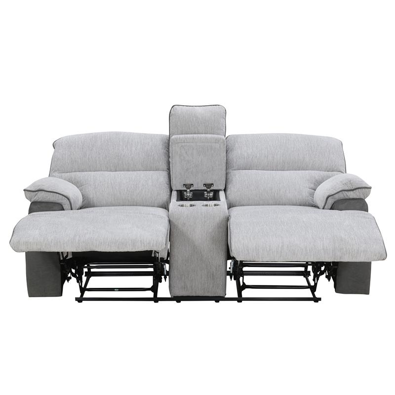 Steve Silver Cyprus Light Gray Fabric Recliner Console Loveseat