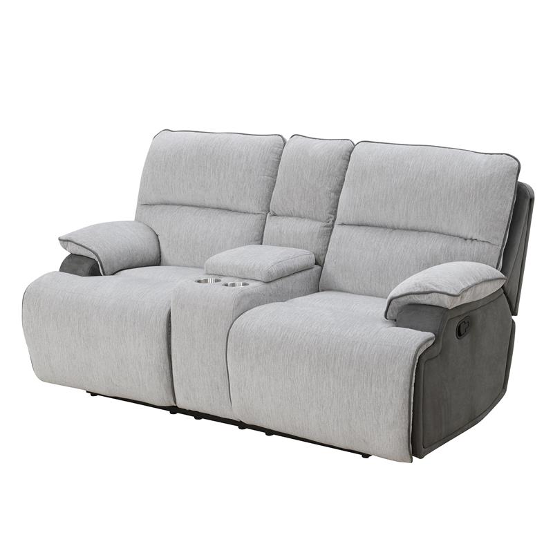 Steve Silver Cyprus Light Gray Fabric Recliner Console Loveseat