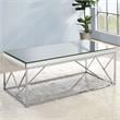 Steve Silver Evelyn Mirror Top Chrome Cocktail Table