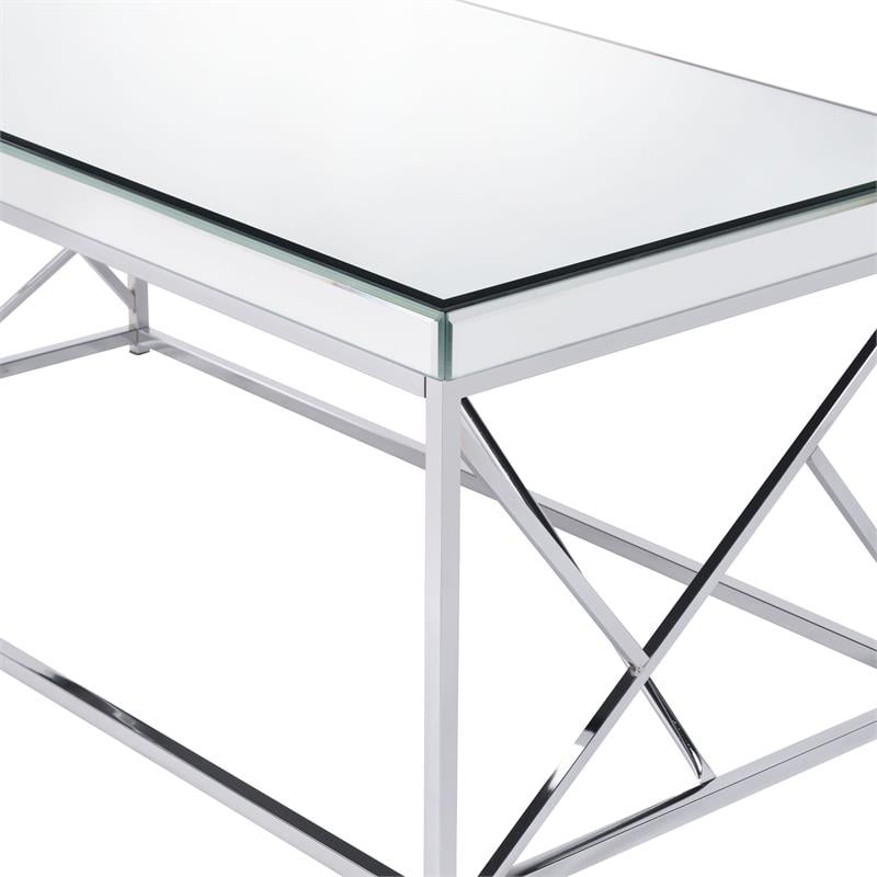 Steve Silver Evelyn Mirror Top Chrome Cocktail Table