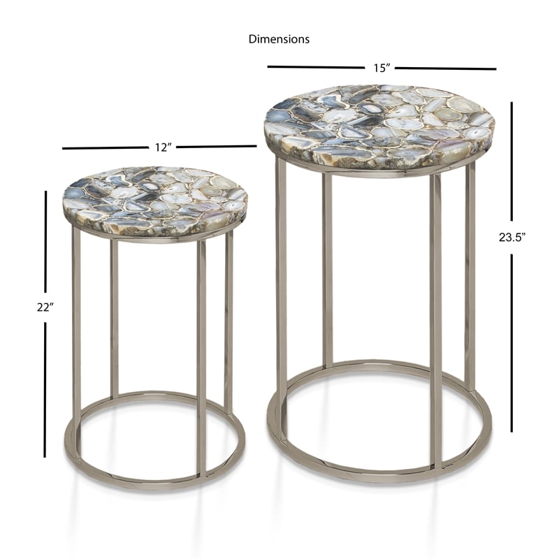 Steve Silver Onyx Nickel Agate Top Nesting Table - Set of 2