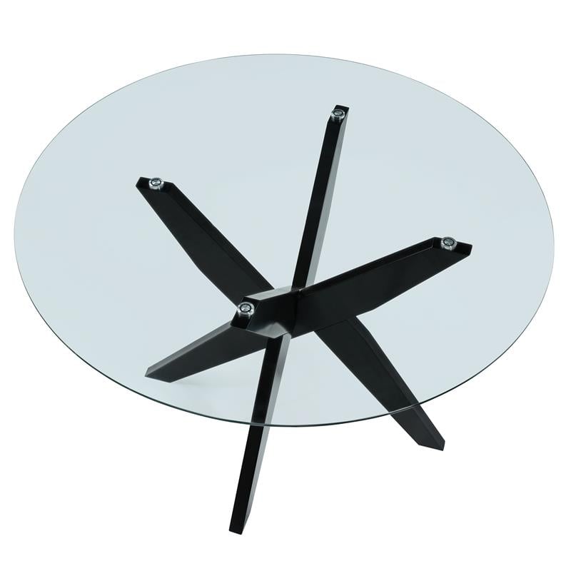 Steve Silver Amalie Round Black and Clear Glass Dining Table