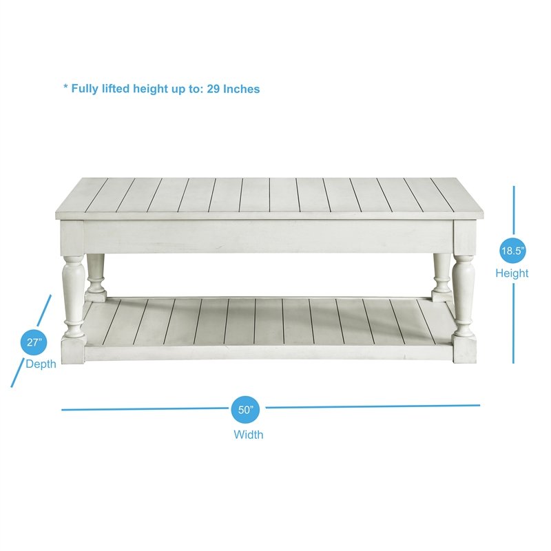 Steve Silver Hemingway White Alabaster Lift Top Coffee Table